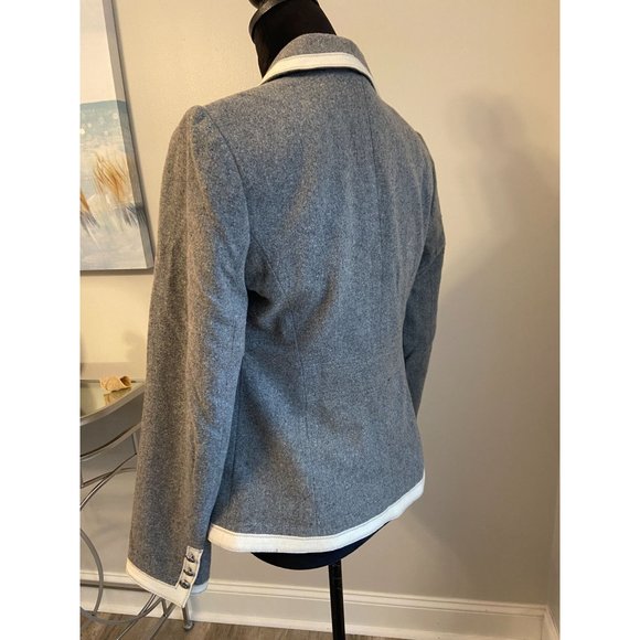 Chelsea & Theodore Grey Wool Blend Blazer Jacket Sz 2 - Picture 3 of 10